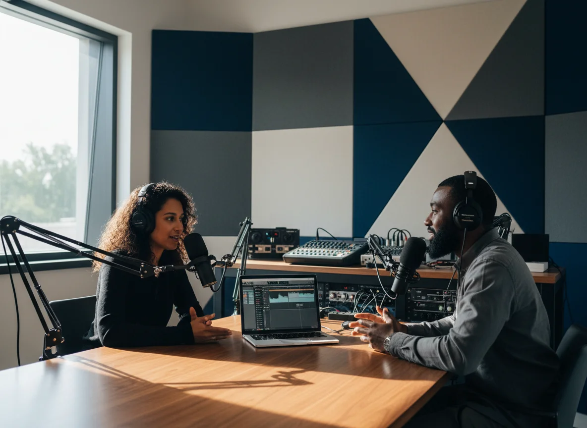 Content creator adding vocals to music for YouTube videos