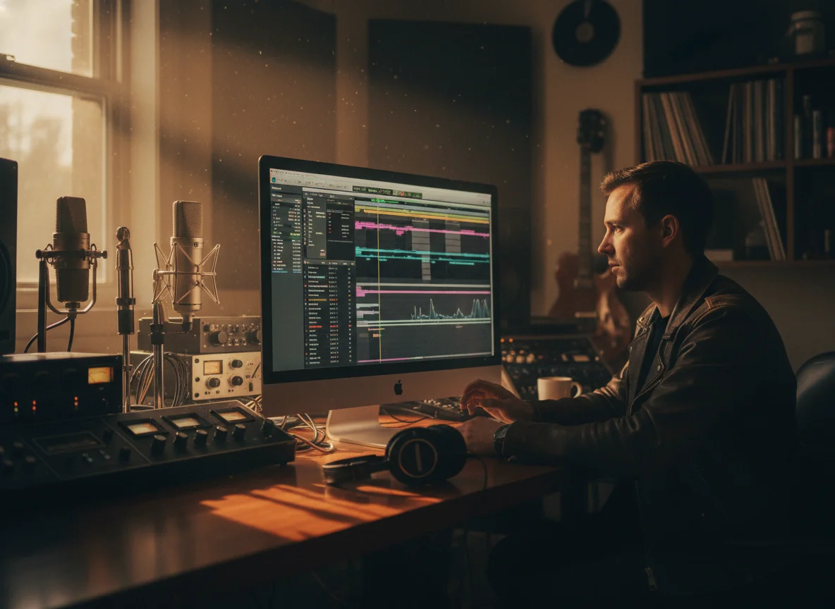 Sound designer cutting audio effects with BeatMV tool